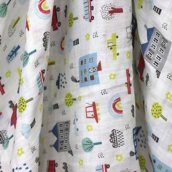 MD Baskı V-1 2 Layers Printed Baby, Kids Clothing Fabric 100% Cotton 3 Models