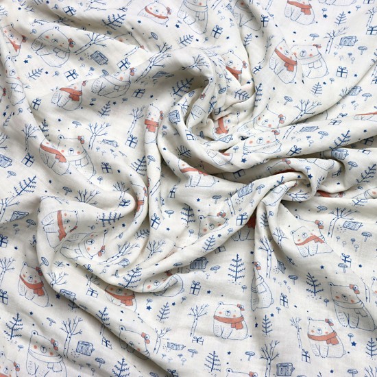 MD Baskı V-3 2 Layers Printed Baby, Kids Clothing Fabric 100% Cotton 3 Models