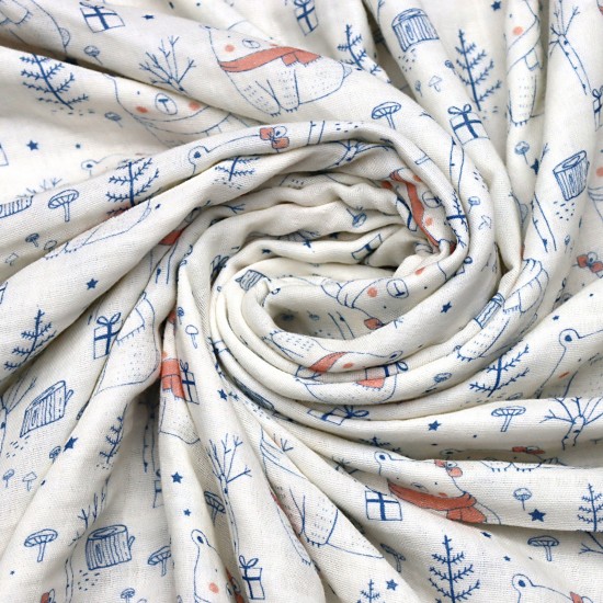 MD Baskı V-3 2 Layers Printed Baby, Kids Clothing Fabric 100% Cotton 3 Models