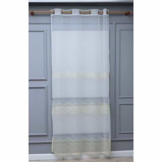8130 140x260 cm Wholesale Rustic Sewn Tulle Curtain Living and Bedroom Curtains 3 Models 100% Polyester