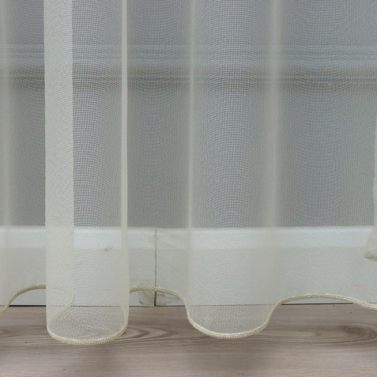 Buff 140x260 cm Wholesale Rustic Sewn Tulle Curtain Living and Bedroom Curtains 3 Models 100% Polyester