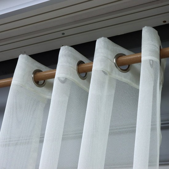 Buff 140x260 cm Wholesale Rustic Sewn Tulle Curtain Living and Bedroom Curtains 3 Models 100% Polyester