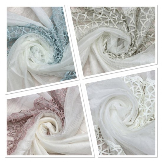 Dünya V--20 Wholesale 3 Row Embroidered Tulle Curtain Fabrics Living Room and Bedroom Curtains 4 Models 100% Polyester Dünya V--20 Wholesale 3 Row Embroidered Tulle Curtain Fabrics Living Room and Bedroom Curtains 4 Models 100% Polyester