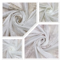 Madrid V--2 Wholesale Colorful Embroidered Tulle Curtain Fabrics Living Room and Bedroom Curtains 4 Models 100% Polyester