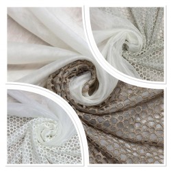 Petek Etek V-10 Wholesale Transparent Tulle Curtain Fabrics Living Room and Bedroom Curtains 90 cm Lace Embroidery 3 Models 100% Polyester 