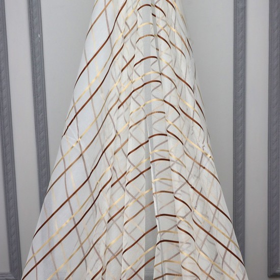 Asgard V-12 Wholesale Striped Transparent Tulle Curtain Fabrics Living Room and Bedroom Curtains 7 Models 100% Polyester