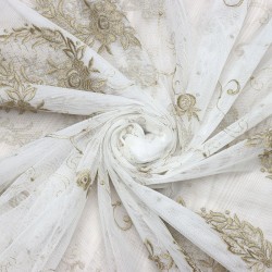  Casablanca V-12 Wholesale Embroidered Tulle Curtain Fabrics Living Room and Bedroom Curtains 2 Models 100% Polyester