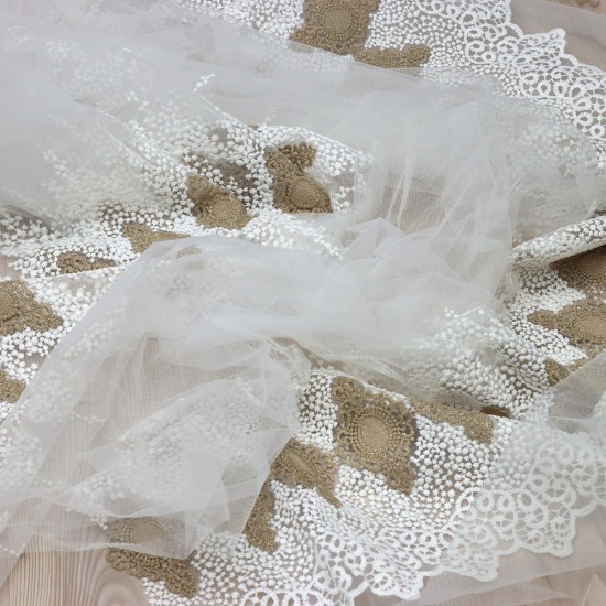 Desen-971 V-1 Wholesale Brode Tulle Curtain Fabrics Living Room and Bedroom Curtains 2 Models 100% Polyester