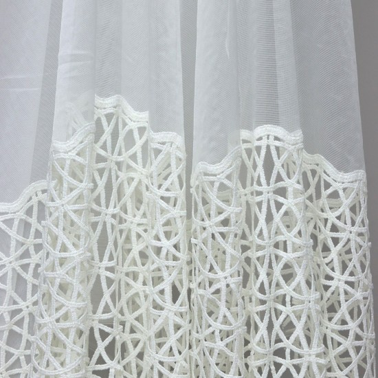 Dünya Wholesale  90cm Embroidered Tulle Curtain Fabrics Living Room and Bedroom Curtains 100% Polyester
