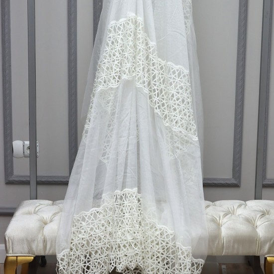 Dünya V--20 Wholesale 3 Row Embroidered Tulle Curtain Fabrics Living Room and Bedroom Curtains 4 Models 100% Polyester