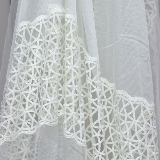 Dünya V--20 Wholesale 3 Row Embroidered Tulle Curtain Fabrics Living Room and Bedroom Curtains 4 Models 100% Polyester