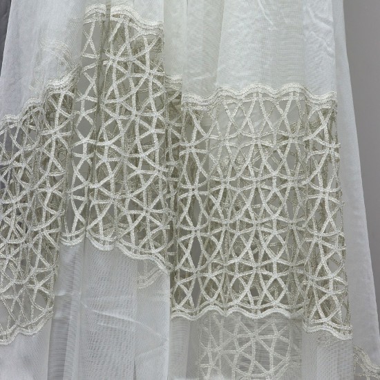 Dünya V-21 Wholesale 3 Row Embroidered Tulle Curtain Fabrics Living Room and Bedroom Curtains 4 Models 100% Polyester