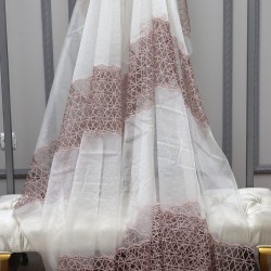 Dünya V-22 Wholesale 3 Row Embroidered Tulle Curtain Fabrics Living Room and Bedroom Curtains 4 Models 100% Polyester