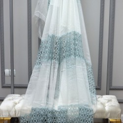 Dünya V-23 Wholesale 3 Row Embroidered Tulle Curtain Fabrics Living Room and Bedroom Curtains 4 Models 100% Polyester