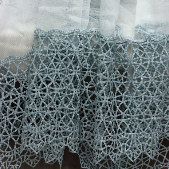 Dünya V-23 Wholesale 3 Row Embroidered Tulle Curtain Fabrics Living Room and Bedroom Curtains 4 Models 100% Polyester