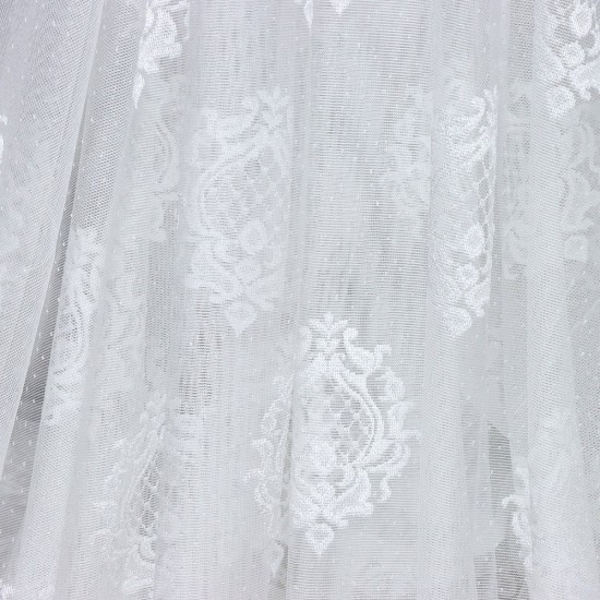 Hür-139 V--1 Wholesale Brode Embroidered Tulle Curtain Fabrics Living Room and Bedroom Curtains 2 Models 100% Polyester
