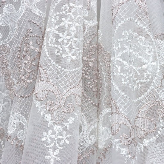 Kiev Wholesale Embroidered Brode Tulle Curtain Fabrics Living Room and Bedroom Curtains  100% Polyester