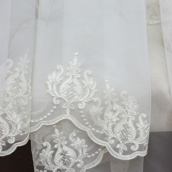 Kuşadası V--51 Wholesale Embroidered Brode Tulle Curtain Fabrics Living Room and Bedroom Curtains 3 Models 100% Polyester