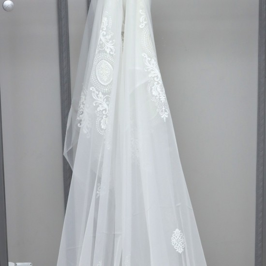 Kuşadası V-52 Wholesale Embroidered Brode Tulle Curtain Fabrics Living Room and Bedroom Curtains 3 Models 100% Polyester