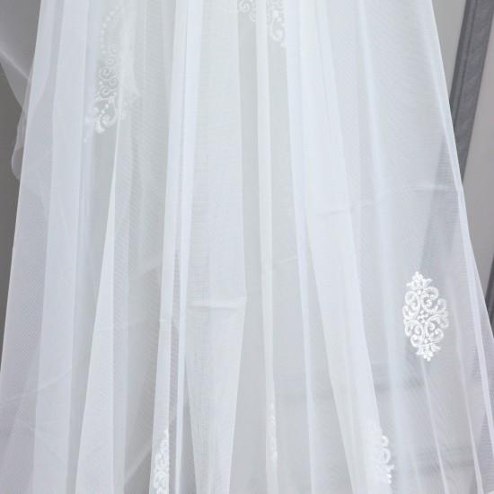 Kuşadası V-52 Wholesale Embroidered Brode Tulle Curtain Fabrics Living Room and Bedroom Curtains 3 Models 100% Polyester