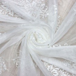 Madrid V--2 Wholesale Colorful Embroidered Tulle Curtain Fabrics Living Room and Bedroom Curtains 4 Models 100% Polyester