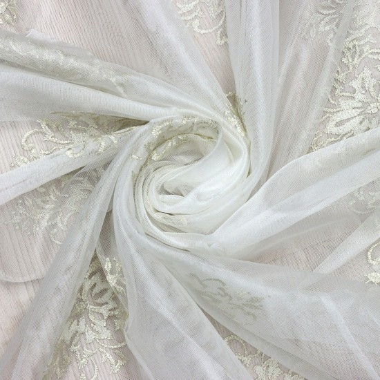 Madrid V-4 Wholesale Colorful Embroidered Tulle Curtain Fabrics Living Room and Bedroom Curtains 4 Models 100% Polyester