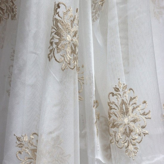 Madrid V-18 Wholesale Colorful Embroidered Tulle Curtain Fabrics Living Room and Bedroom Curtains 4 Models 100% Polyester