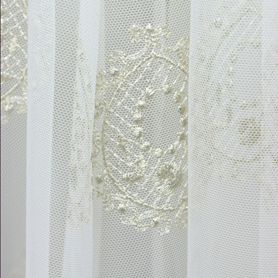 Milano V--3 Wholesale Brode Embroidered Tulle Curtain Fabrics Living Room and Bedroom Curtains 3 Models 100% Polyester