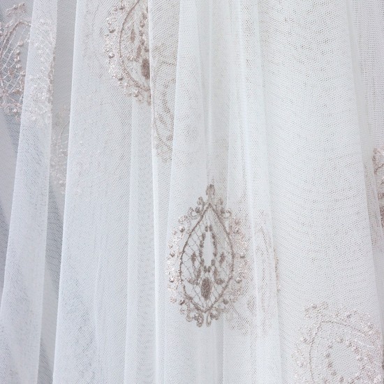 Milano V-5 Wholesale Brode Embroidered Tulle Curtain Fabrics Living Room and Bedroom Curtains 3 Models 100% Polyester