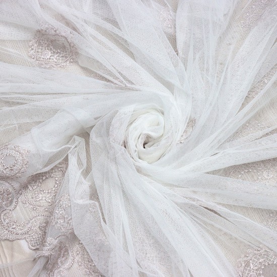 Milano V-5 Wholesale Brode Embroidered Tulle Curtain Fabrics Living Room and Bedroom Curtains 3 Models 100% Polyester