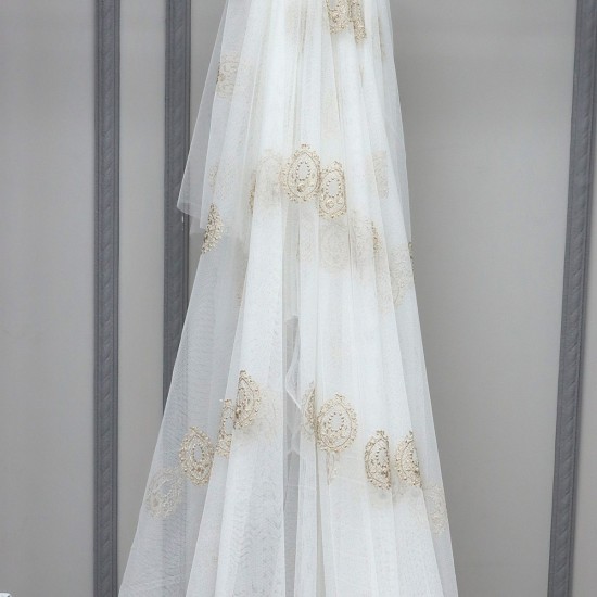 Milano V-18 Wholesale Brode Embroidered Tulle Curtain Fabrics Living Room and Bedroom Curtains 3 Models 100% Polyester