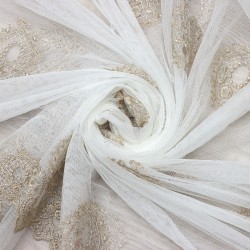 Milano V-18 Wholesale Brode Embroidered Tulle Curtain Fabrics Living Room and Bedroom Curtains 3 Models 100% Polyester