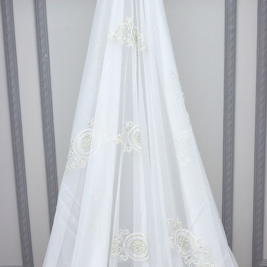 Nakış V--1 Wholesale Brode Embroidered Tulle Curtain Fabrics Living Room and Bedroom Curtains 5 Models 100% Polyester