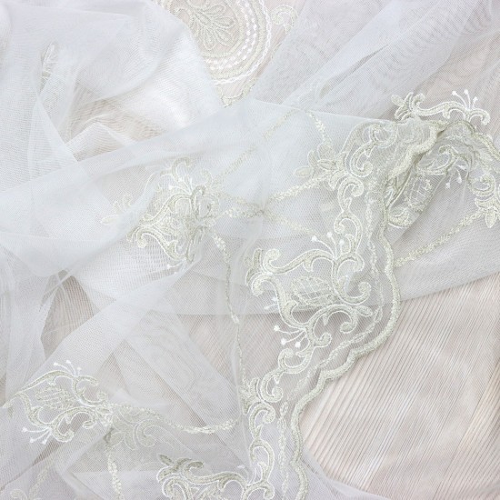 Nakış V--1 Wholesale Brode Embroidered Tulle Curtain Fabrics Living Room and Bedroom Curtains 5 Models 100% Polyester