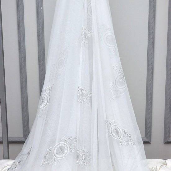 Nakış V-3 Wholesale Brode Embroidered Tulle Curtain Fabrics Living Room and Bedroom Curtains 5 Models 100% Polyester