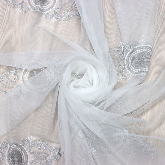 Nakış V-3 Wholesale Brode Embroidered Tulle Curtain Fabrics Living Room and Bedroom Curtains 5 Models 100% Polyester