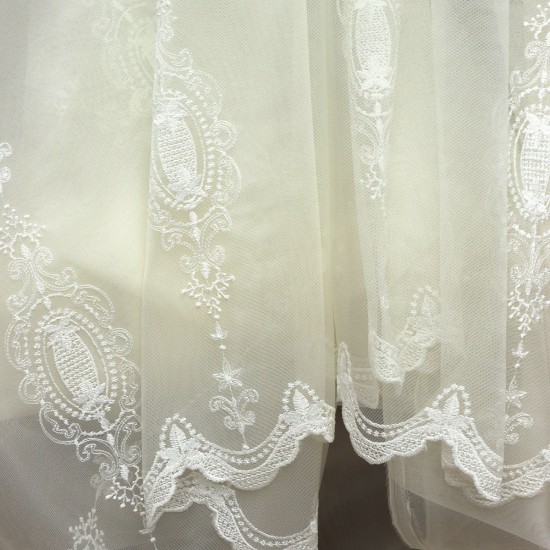 Nakış V-4 Wholesale Brode Embroidered Tulle Curtain Fabrics Living Room and Bedroom Curtains 5 Models 100% Polyester