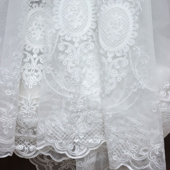 Natural-111 Wholesale Brode Tulle Curtain Fabrics Living Room and Bedroom Curtains  100% Polyester