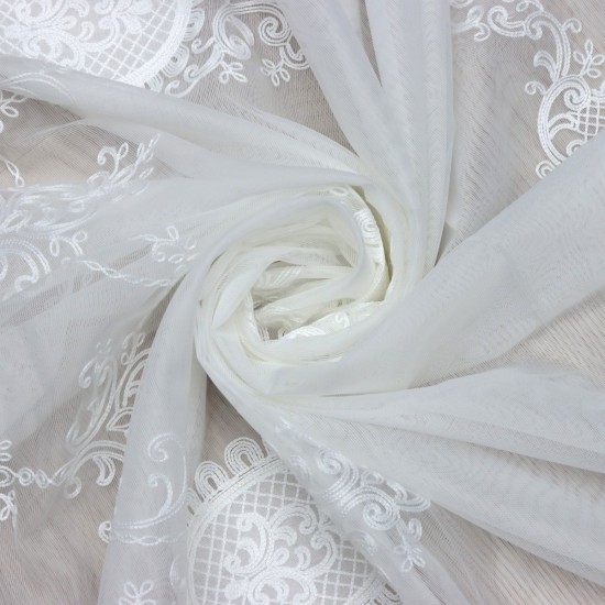 Natural-111 Wholesale Brode Tulle Curtain Fabrics Living Room and Bedroom Curtains  100% Polyester