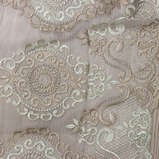 Pera V--80 Wholesale Brode Embroidered Tulle Curtain Fabrics Living Room and Bedroom Curtains 2 Models 100% Polyester