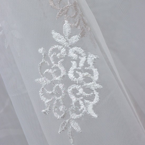 Pera V-81 Wholesale Brode Embroidered Tulle Curtain Fabrics Living Room and Bedroom Curtains 2 Models 100% Polyester