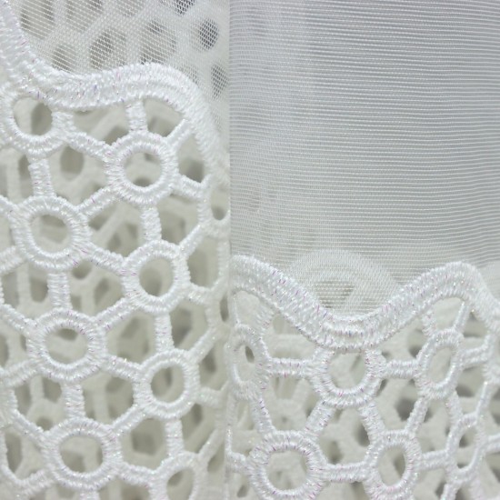 Petek Etek Wholesale Transparent Tulle Curtain Fabrics Living Room and Bedroom Curtains 30 cm Lace Embroidery 100% Polyester 