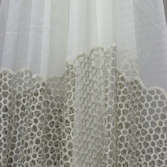 Petek Etek V-10 Wholesale Transparent Tulle Curtain Fabrics Living Room and Bedroom Curtains 90 cm Lace Embroidery 3 Models 100% Polyester 