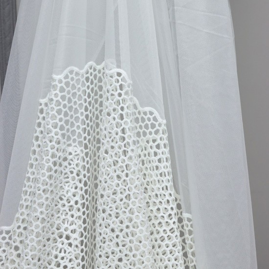 Petek Etek V-11 Wholesale Transparent Tulle Curtain Fabrics Living Room and Bedroom Curtains 90 cm Lace Embroidery 3 Models 100% Polyester 