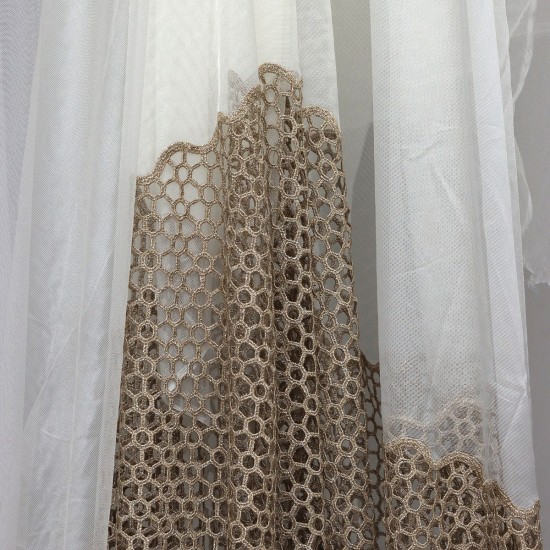 Petek Etek V-12 Wholesale Transparent Tulle Curtain Fabrics Living Room and Bedroom Curtains 90 cm Lace Embroidery 3 Models 100% Polyester 