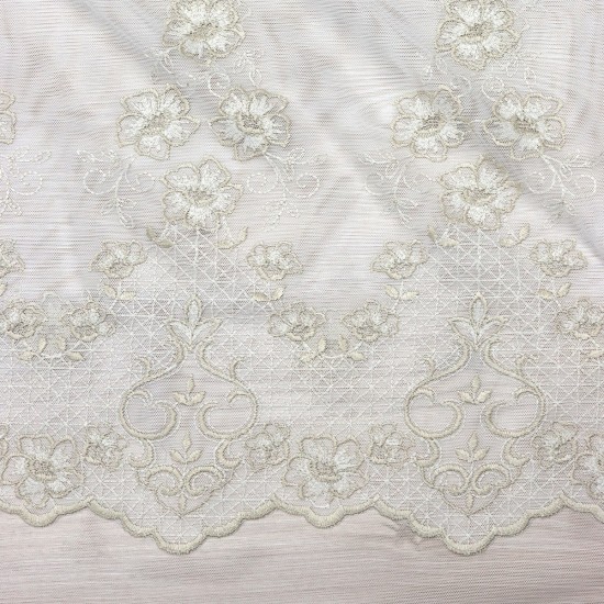 Prag V-11 Wholesale Brode Embroidered Tulle Curtain Fabrics Living Room and Bedroom Curtains 5 Models 100% Polyester