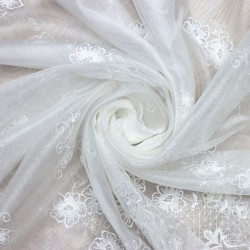 Prag V--2 Wholesale Brode Embroidered Tulle Curtain Fabrics Living Room and Bedroom Curtains 5 Models 100% Polyester