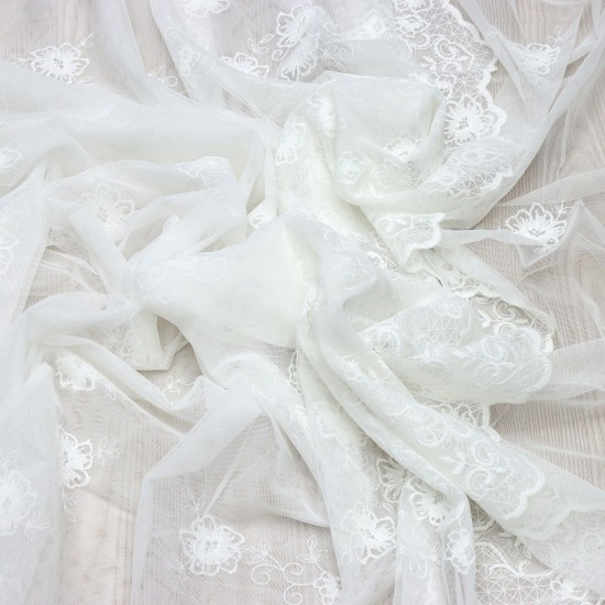 Prag V-22 Wholesale Brode Embroidered Tulle Curtain Fabrics Living Room and Bedroom Curtains 5 Models 100% Polyester