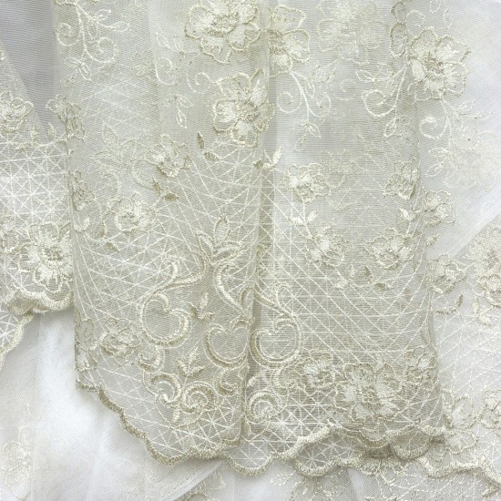 Prag V-4 Wholesale Brode Embroidered Tulle Curtain Fabrics Living Room and Bedroom Curtains 5 Models 100% Polyester