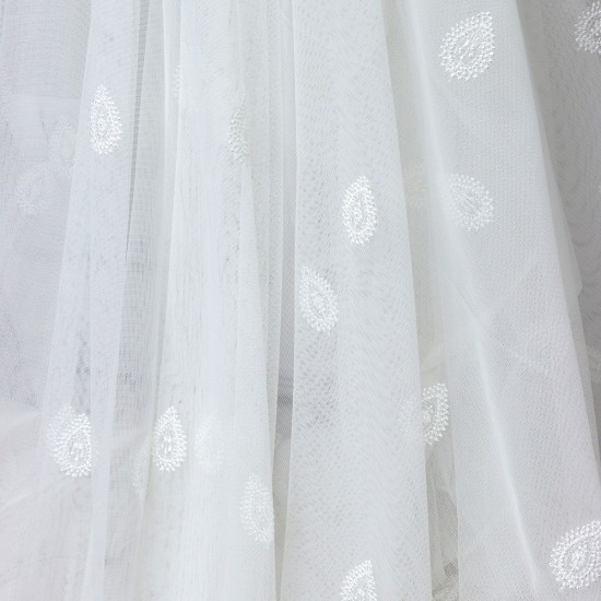 Quba V--2 Wholesale Brode Embroidered Tulle Curtain Fabrics Living Room and Bedroom Curtains 2 Models 100% Polyester